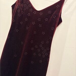 Vintage Burgundy Velvet sparkly floral dress